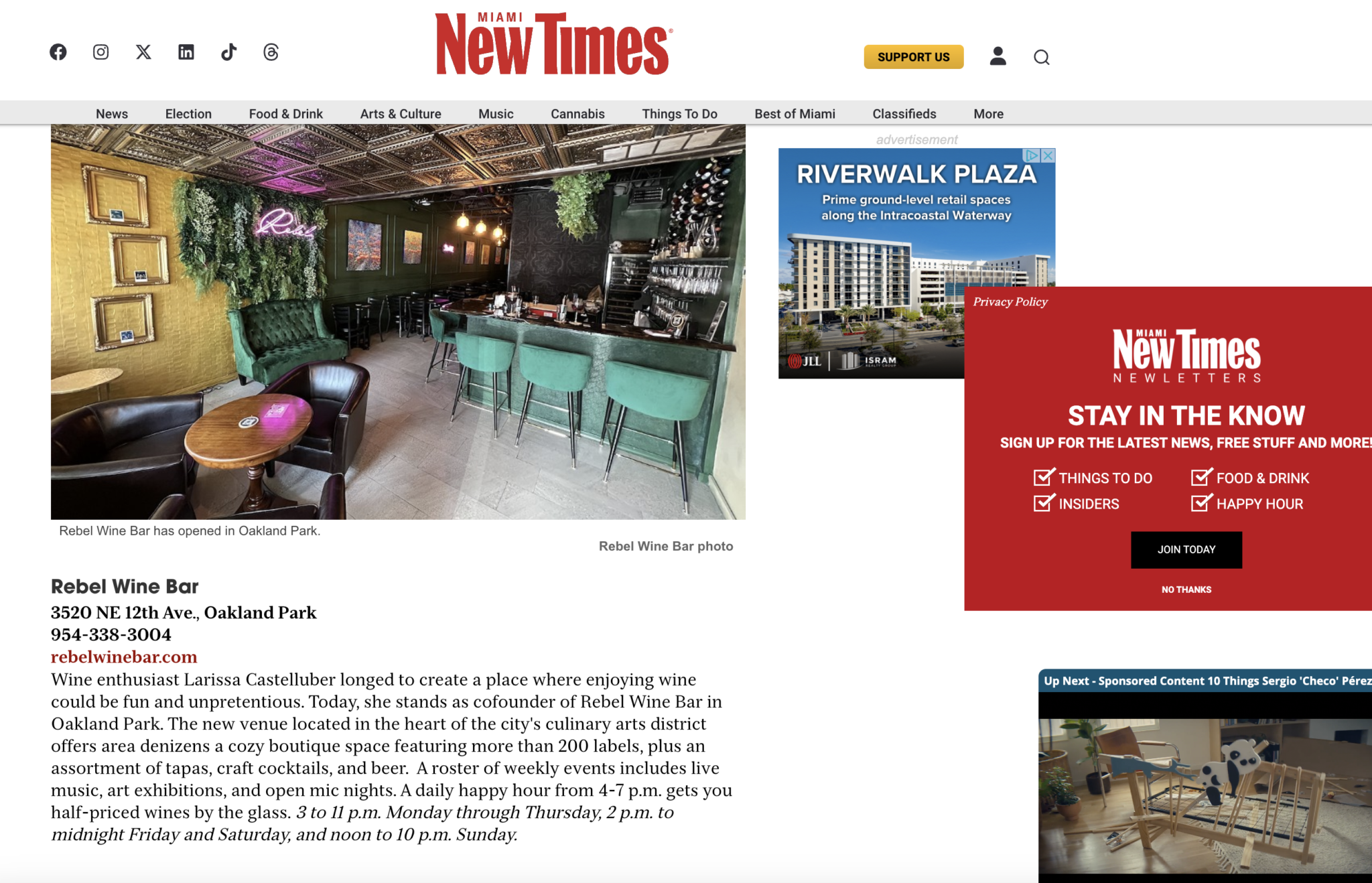MIAMI NEWTIMES JAN 2023 Rebel Wine Bar